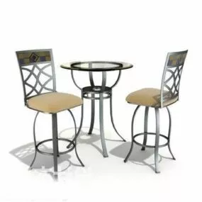 Round Table And Bar Chair Combination 3d model