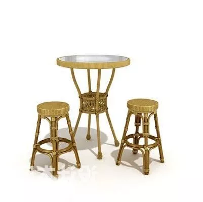 Round Table And 2 Chair Combination 3d model Round Table And 2 Chair Combination 3d model