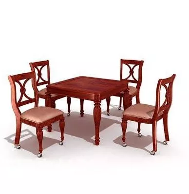 Red Wood Table And Chair Combination 3d model Red Wood Table And Chair Combination 3d model
