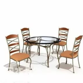 Round Coffee Table And Chair Set 3d model