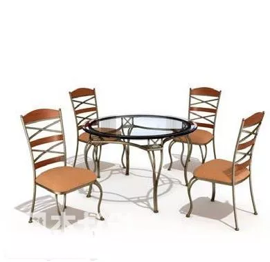 Round Coffee Table And Chair Set 3d model Round Coffee Table And Chair Set 3d model