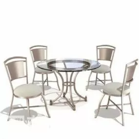Round Glass Table And Chair 3d model