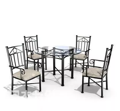 Dinning Room Long Distance Table 3d model