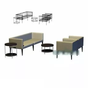 Sofa Table And Armchair Combination 3d model