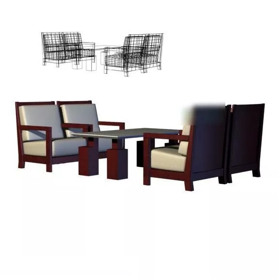 Upholstered Armchair With Pillow 3d model