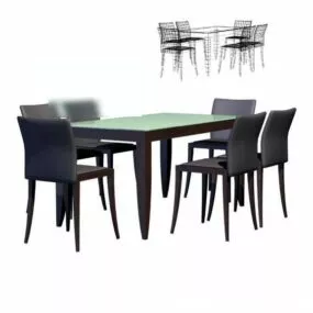 Black Dinning Table And Chair 3d model