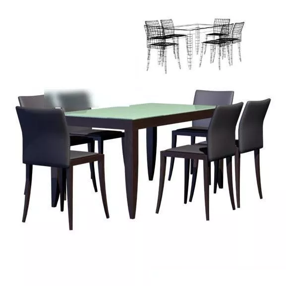 Black Dinning Table And Chair 3d model Black Dinning Table And Chair 3d model