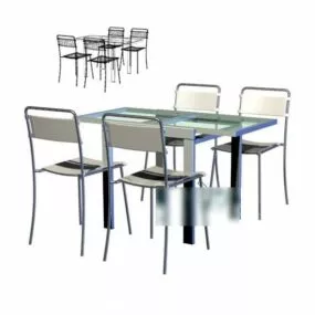 Simple Coffee Table And Chair Set 3d model