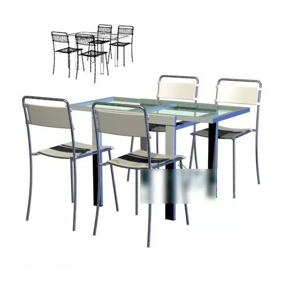 Simple Coffee Table And Chair Set 3d model Simple Coffee Table And Chair Set 3d model