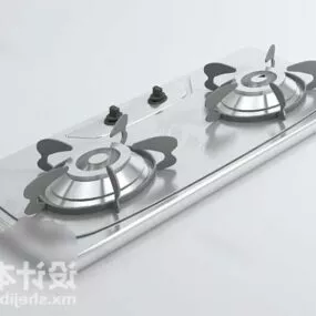 Gas Stove Silver Color 3d model