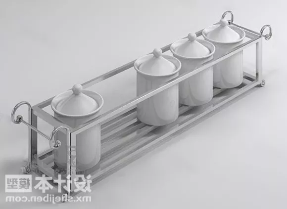 Salt Jar With Wooden Lids 3d model
