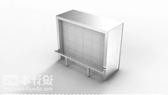 Small Apartment Red Kitchen Cabinet 3d model