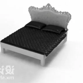 Double Bed European Carving Style 3d model