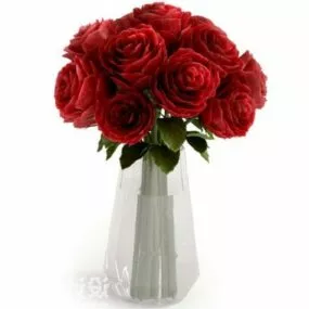 Rose Potted Plant Tree Decoration 3d model