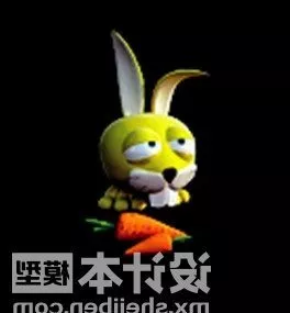 Bunny With Carrot Stuffed Toy 3d model