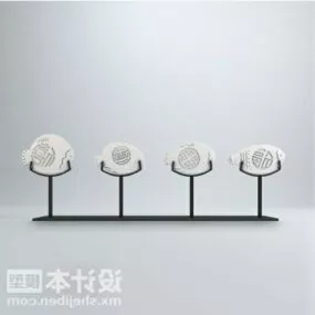 Five Artwork On Row Sculpture Decorating 3d model