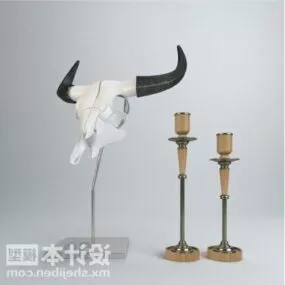 Bull Horn Sculpture Decorating Tableware 3d model