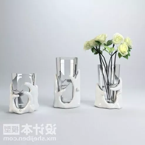 Art Vase Sculpture On Wood Stand 3d model