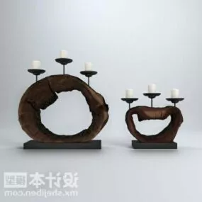 Log Candlestick Sculpture Decorating 3d model