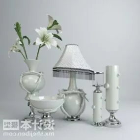 Tableware Vase Decorating Set With Lamp 3d model