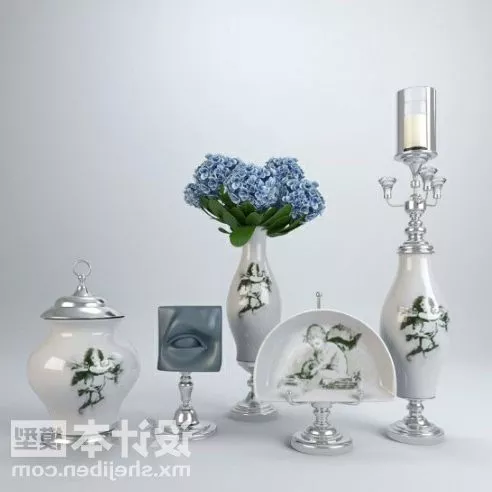 Elegant Porcelain Tableware Decorating 3d model Elegant Porcelain Tableware Decorating 3d model