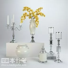 Candlestick Plant Potted And Vase 3d model