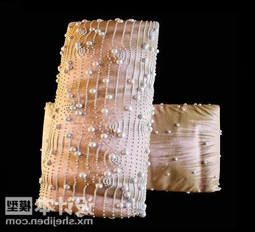Square Pillow Burlap Textile 3d model