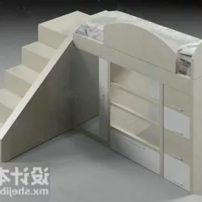 Children Bunkbed With Staircase 3d model