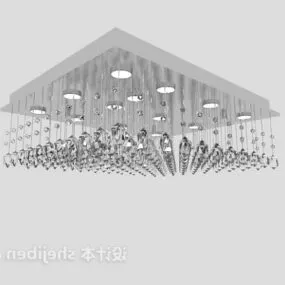 Square Ceiling Light Chandelier Silver Crystal 3d model