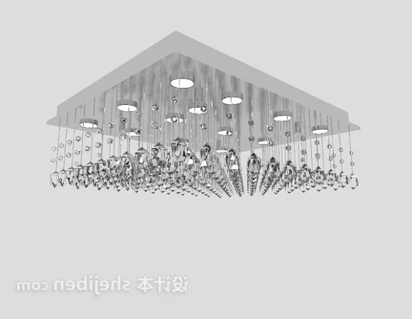 Square Ceiling Light Chandelier Silver Crystal 3d model Square Ceiling Light Chandelier Silver Crystal 3d model