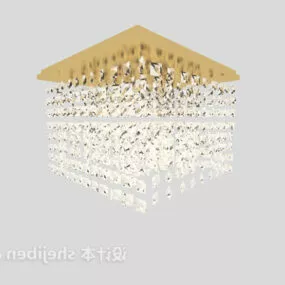 Square Ceiling Light Brass Base Chandelier 3d model