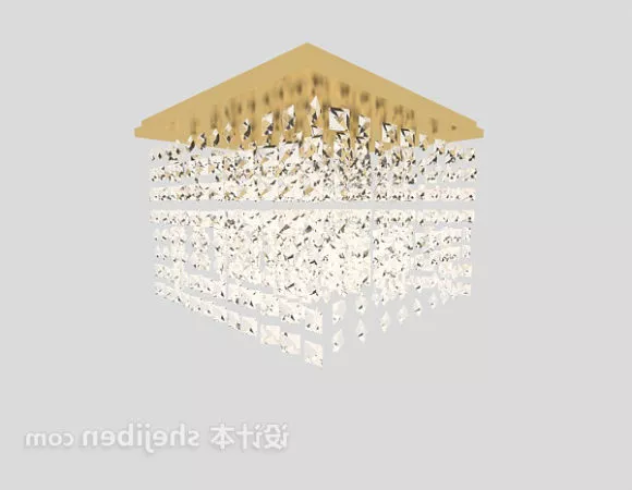 Square Ceiling Light Brass Base Chandelier 3d model Square Ceiling Light Brass Base Chandelier 3d model