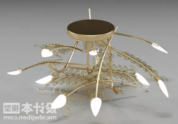 Modern Pendant Ceiling Lamp With Bronze Branches Blooming 3d model