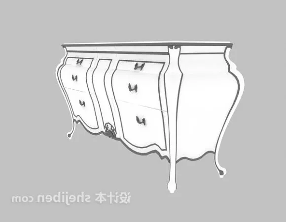 Antique Cabinet White Color 3d model Antique Cabinet White Color 3d model