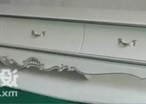 White Carving Tv Cabinet 3d model