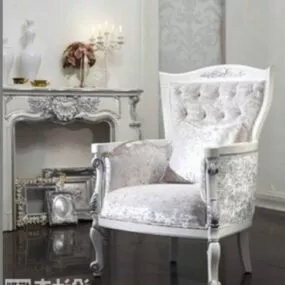 Sofa Chair European With Console Table 3d model