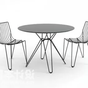 Modern Round Coffee Table And Chair 3d model