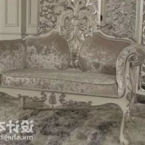 European Sofa Velvet Material 3d model