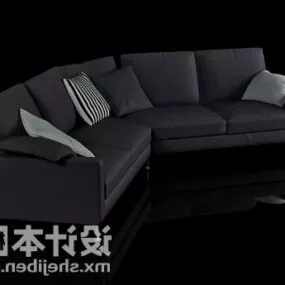 Corner Sofa Black Leather V1 3d model
