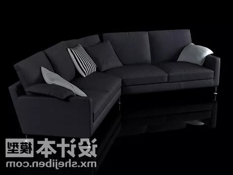 Corner Sofa Black Leather V1 3d model Corner Sofa Black Leather V1 3d model