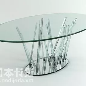 Oval Coffee Table Glass Finish 3d model
