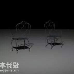 Antique Restaurant Iron Chair 3d model