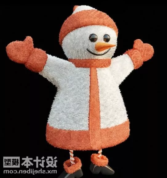 Christmas Character Snowman With Hat 3d model