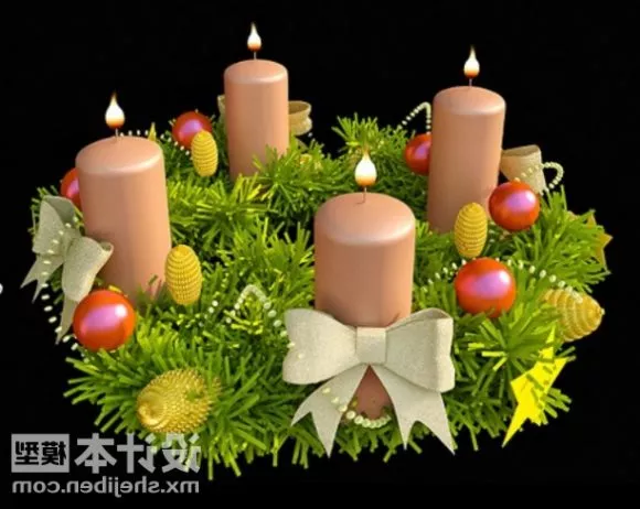 New Year Candles Decorating 3d model New Year Candles Decorating 3d model