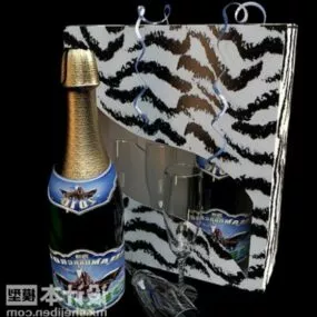 New Year Wine Gift Box 3d model