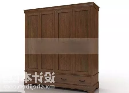 Corner Wardrobe Walnut Material 3d model