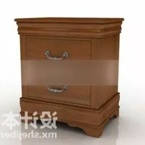 Small Bedside Table Wooden Material 3d model