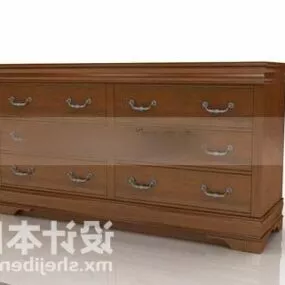 Multi Buckets Wood Cabinet 3d model