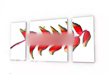 Decorative Painting With Red Flower 3d model Decorative Painting With Red Flower 3d model