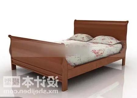 Double Bed Solid Wood 3d model Double Bed Solid Wood 3d model